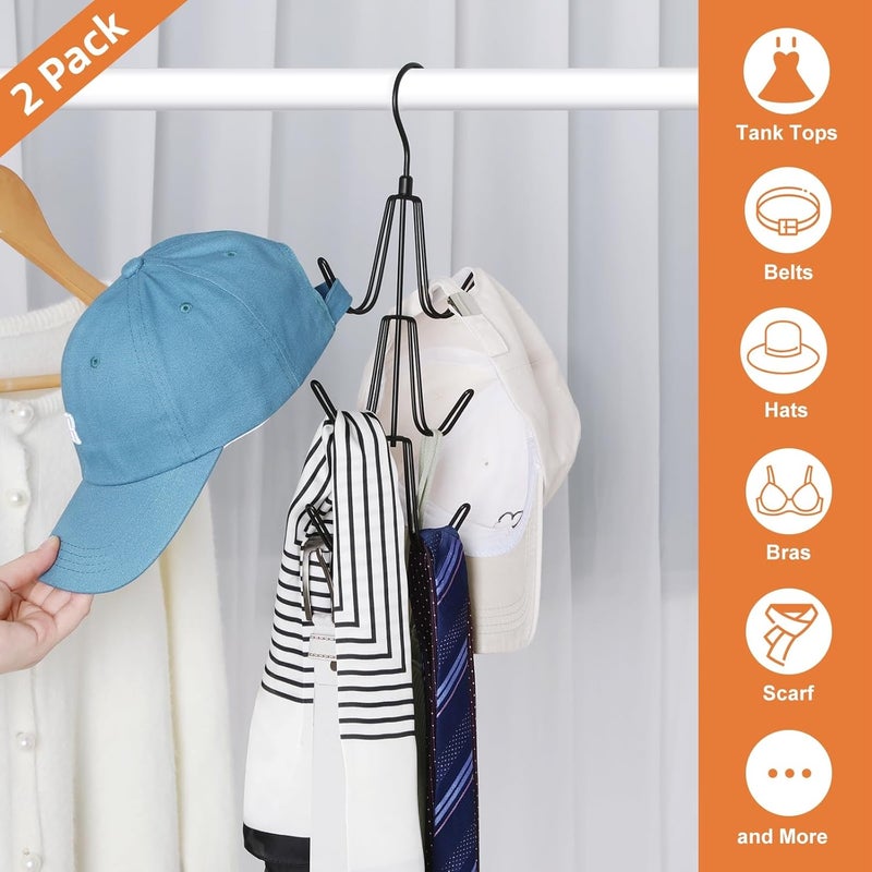 Topia Hanger Purse Hanger Organizer for Closet, 2-Pack Handbag Organizer Hanger, 360°Swivel Metal Purse Hooks, Bag Rack, Belt Organizer, Tie Rack, Scarf Hanger, Bag Storage Organizer, Black - Image 4